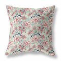 Homeroots 26 in. Roses Indoor & Outdoor Throw Pillow Light Green & Red 414423